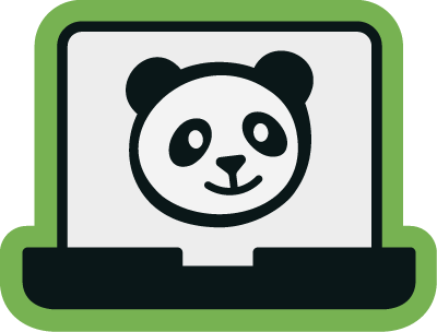 Icono panda en laptop